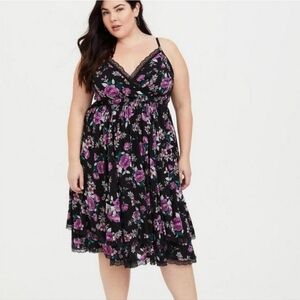 torrid | Midi Challis Surplice Skater Dress